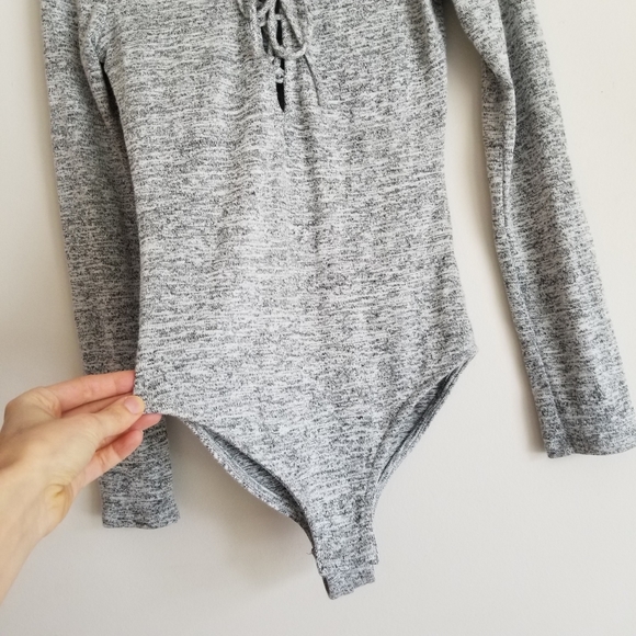 NEW Sexy Cosy Laced Knitted Bodysuit for Women (light gray) - Picture 4 of 4